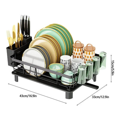 Dish Drying Rack with Drain Basket