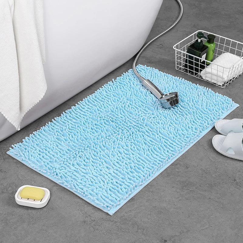 Blue Chenille Bath Rug