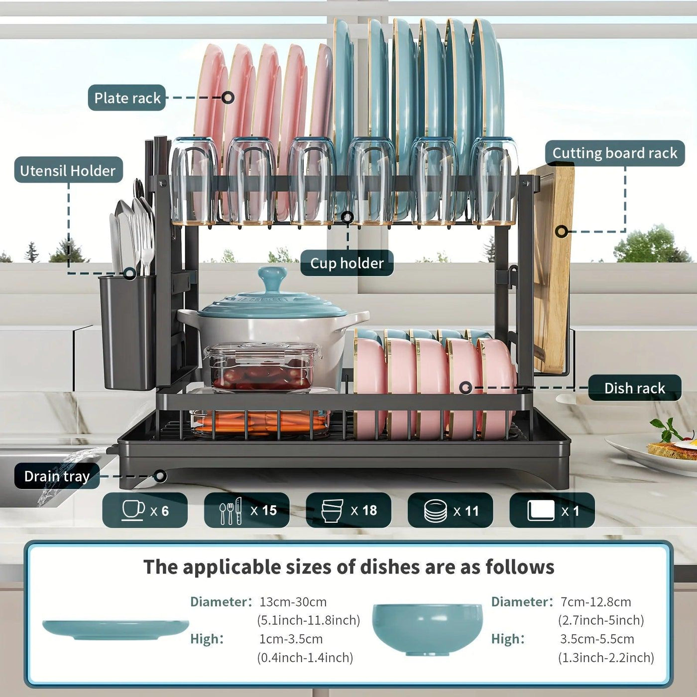 2-Tier Dish Drying Rack