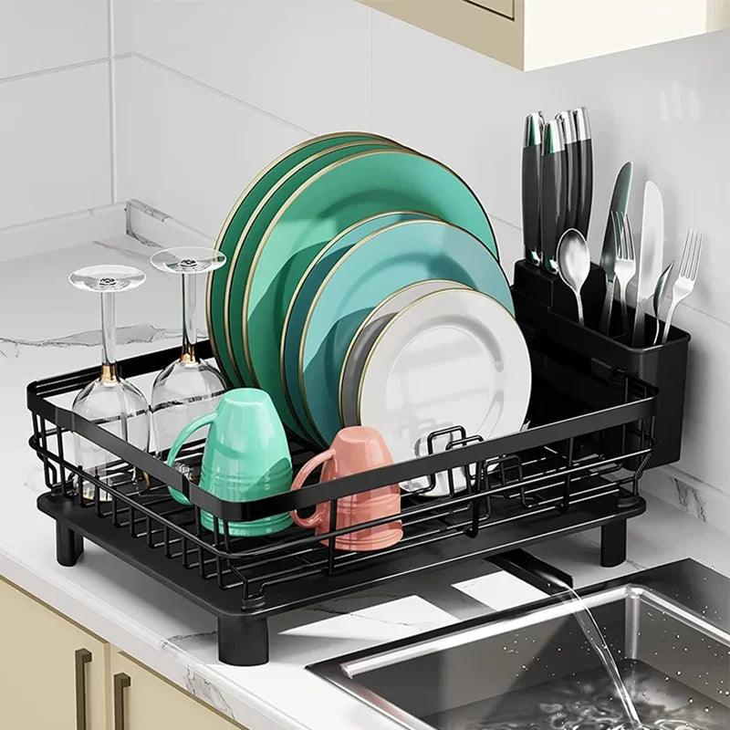 Dish Drying Rack with Drain Basket