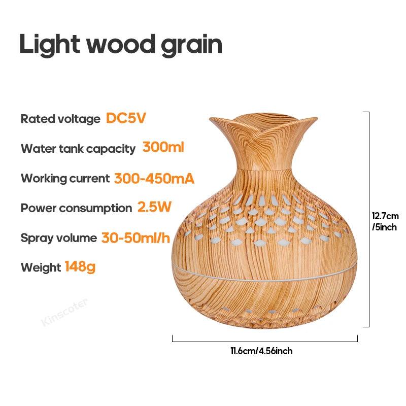 300ML Wood Grain Humidifier