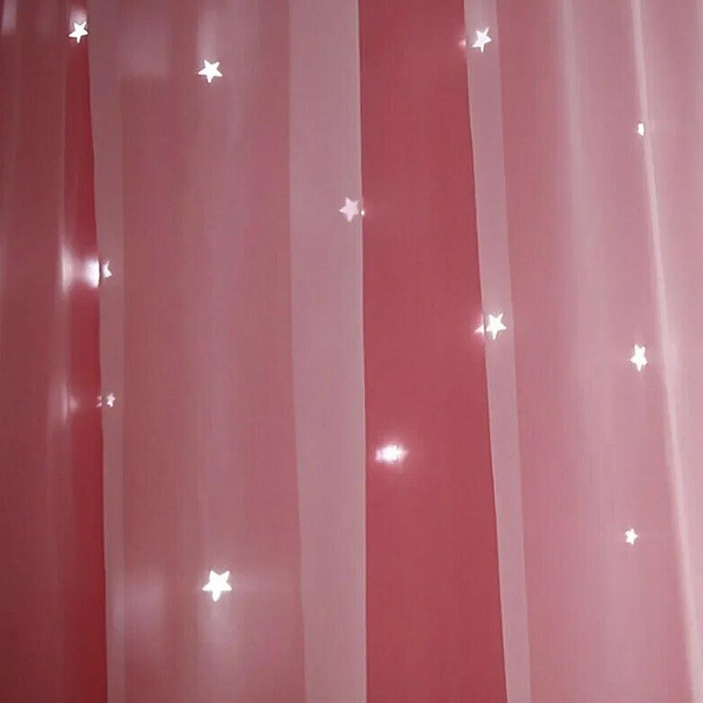 Double Layer Sheer Curtains with Hollow Stars