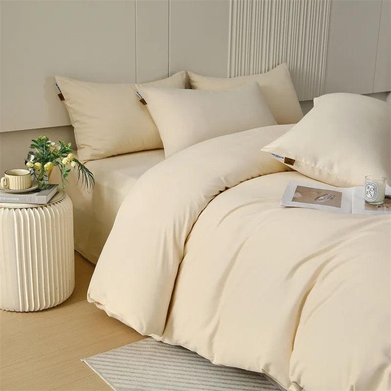 Top Quality Fabric Jacquard Simple Plain Home Textiles Duvet Bedding Set