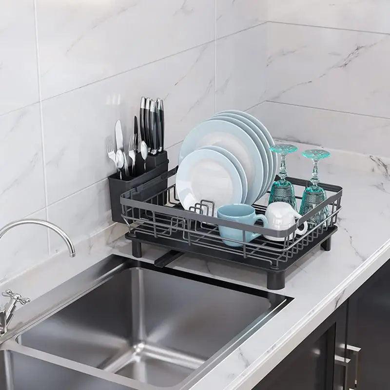 Dish Drying Rack with Drain Basket