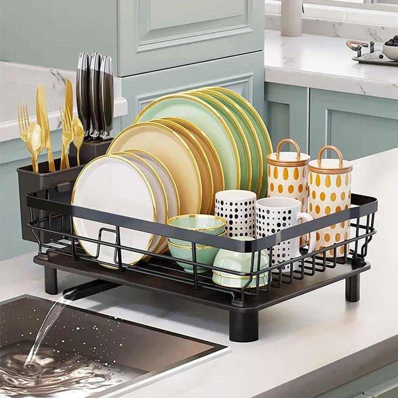 Dish Drying Rack with Drain Basket