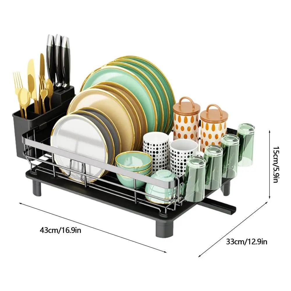 Dish Drying Rack with Drain Basket