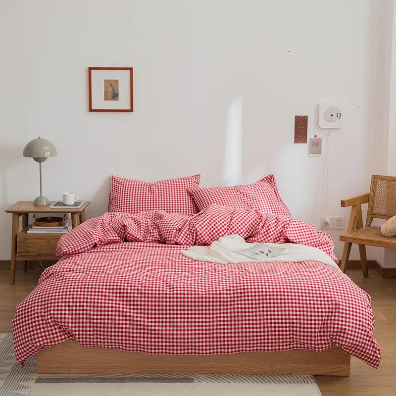 Popular Plain Style Cotton Duvet Cover Set