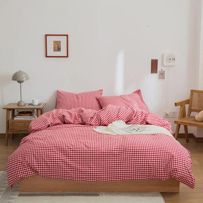 Popular Plain Style Cotton Duvet Cover Set