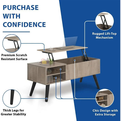 Lift Top Coffee Table with Hidden Compartment