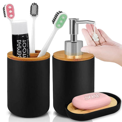 Bathroom Set - Soap Dispenser & Toothbrush Holder